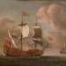 The British man-o'-war `The Royal James' flying the royal ensign off a coast